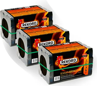Produktbild von Rekord Kaminbriketts Kohle 30 kg Braunkohle 3x10kg Bündelbriketts Ofen Brennstoffe