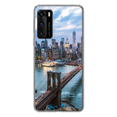 Produktbild von MuchoWow® Handyhülle Schutzhülle Hülle für Huawei P40 New York - Skyline - Brücke Silikon Softcase Handy Hülle - Handytasche