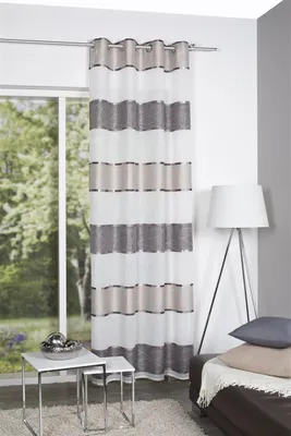 Produktbild von Home Wohnideen Ösenschal Querstreifen 245 x 140 cm Stein