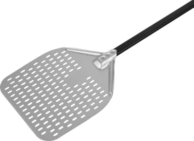 Zdjęcie produktu dla TECHNICA Łopatka do pizzy perforowana 310x355x1200 mm – kwadratowa łopatka do pizzy Ergonomiczny uchwyt aluminiowy – łopatka do pizzy z aluminium – idealna do pieca kamiennego i pieca gazowego do pizzy