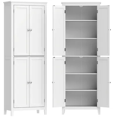 Produktbild von Badezimmerschrank 170 cm hoch, schmaler freistehender Badschrank mit verstellbaren Einlegeböden, für Waschküche