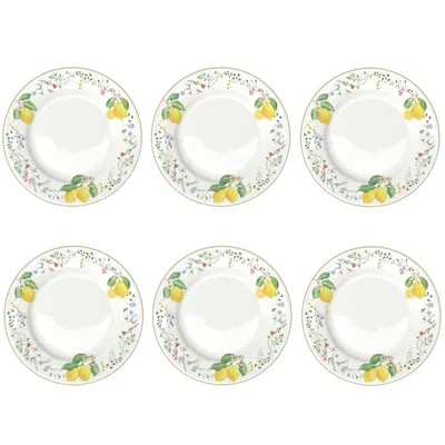 Produktbild von 6er Set Speiseteller FLEURS ET CITRONS Zitronen 26,5cm Porzellan Easy Life