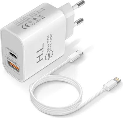Produktbild von 18W Power Delivery Q.C 3.0 Ladegerät + Lightning Kabel - Weiß