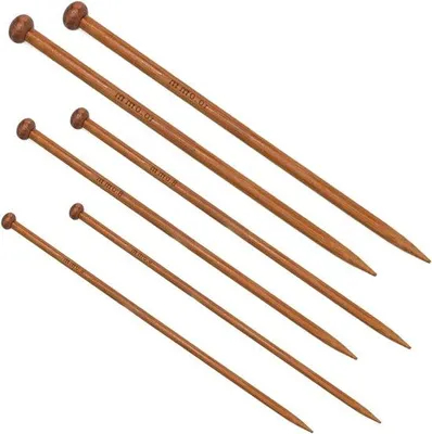 Produktbild von Bambus-Enkelpunts-Naalden-Set - Handgemaßte Breiwerkzeuge - Leichtes Bambus-Breien - 3 Größen 25cm - Naturprodukt