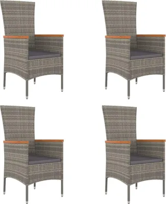 Produktbild von vidaXL Gartenstühle mit Kissen 4 Stk. Poly Rattan Grau