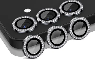 Produktbild von Kamera Linsenschutz Glas Set mit Schmucksteinen für Samsung Galaxy S25 Schutzglas Camera Linse Panzerfolie 9H Schwarz