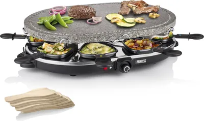 Produktbild von Princess 162720 Raclette 8 Oval Stone Grill Party - 1200 W - 220-240 V - 7,39 kg - 186 mm - 490 mm - 318 mm (162720)
