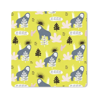Produktbild von MuchoWow® Mauspad Mousepad Dschungel - Affe - Blätter - Gelb 20x20 cm - Mousepads - Maus Mat - Pad - Mausunterlage - Desk Mat - Bureauartikeln
