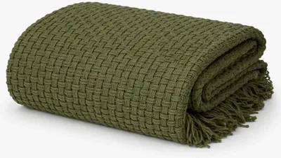 Produktbild von Mica Decorations Cosenza Kuscheldecke - Couch Decke Boho Deko - Sofadecke Couch Überzug - 180 x 130 cm - Dunkelgrün