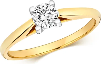 Produktbild von Funkelndes Feuer 18 Karat (750) Gold Solitär Verlobung Diamant Damenring Brillant-Schliff 0.35 Karat GH - SI2, 49 (15.6); TRS3220918KYRSJ