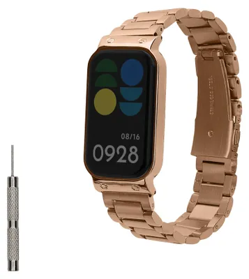 Produktbild von kwmobile Edelstahl Uhrenarmband kompatibel mit Xiaomi Smart Band 8 Active / Redmi Band 2 Ersatz Armband - Ersatzarmband für Smartwatch - 14 - 22 cm