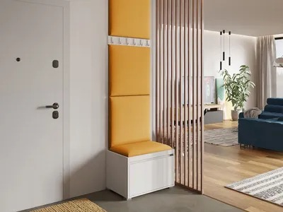 Image de Mur de couloir avec panneaux muraux tapissés CLENZE 4 - blanc / jaune