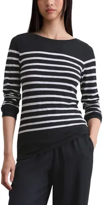 Produktbild von Marc OߴPolo Damen Langarmshirt aus Baumwolle mit U-Boot-Ausschnitt, Blau (Da