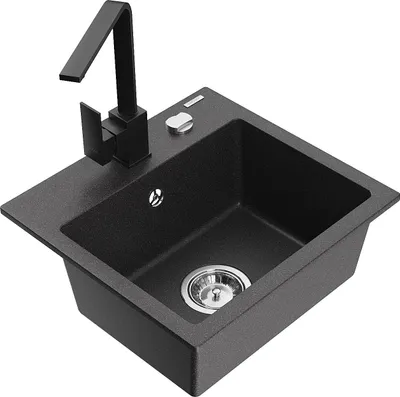 Immagine prodotto di Mexen Milo lavello in granito a 1 vasca con rubinetto da cucina Rita, nero maculato - 6505-76-670300-70