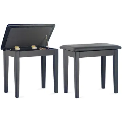 Produktbild von Stagg Klavierbank mit Notenfach in Schwarz matt mit schwarzem Kunst...