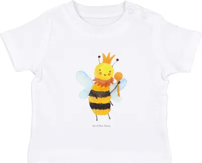 Produktbild von Mr. & Mrs. Panda Babyshirt Biene König 6. - 12. Monat - Weiß - Geschenk,  T-Shirt, Baby, Oberteil, Shirt, Jerseyshirt