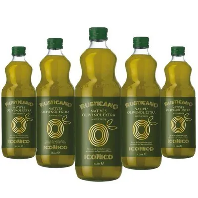 Produktbild von ICONICO RUSTICANO UNGEFILTERT 5 Liter Natives Olivenöl EXTRA aus Apulien/Italien - 5x1 Liter Glas - Neue Ernte
