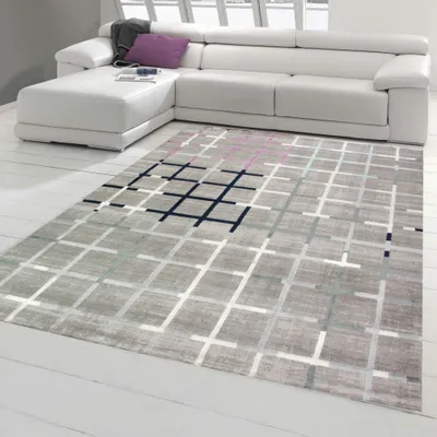 Obrázok produktu pre Dizajnový a moderný koberec do obývačky v sivej fialovej modrej tyrkysovej farbe rozmer - 120 x 170 cm