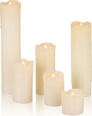 Image de Lot de 6 bougies LED en cire d'abeille, Relaxdays, lumière chaude et vacillante, nouveau pour l'année !
