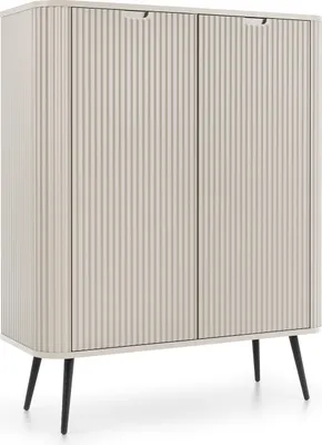 Produktbild von Kommode Zova K-103 Wohnzimmerschrank 103X129X39 Cm 2 Türiger Mdf Kashmir/Schwarze Beine