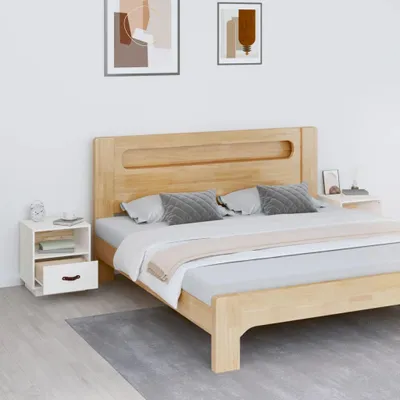 Image de vidaXL Tables de nuit 2 pcs. Blanc 40x34x45 cm Pin massif