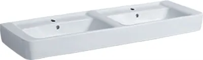 Image de Geberit Renova Plan, lavabo double, 130x48 cm, 1 trou pour robinet, avec trop-plein, 501710, 501.710.00.1