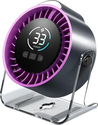 Image de Ventilateur de bureau rechargeable USB-C avec écran LED, 100 réglages, fonction lampe de chevet et tête orientable à 360 degrés, idéal pour le bureau, la chambre à coucher ou la chambre d'étudiant