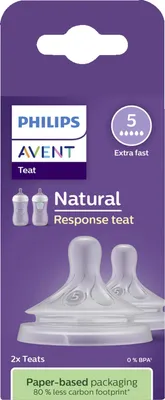 Produktbild von Philips AVENT Natural Response SCY965/02 Sauger 5, extra schnelle Durchflussrate, 2er-Pack, Kieferorthopädisch, Anti-Kolik-Ventil, 2 Stück(e)