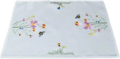 Produktbild von Tischdecke Tischläufer Stickerei Blumen mit Bienen Frühling 30 x 50 cm