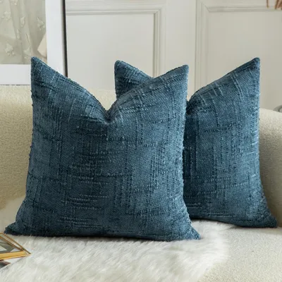 Zdjęcie produktu dla Zestaw dwóch pokrowców na poduszki z aksamitu, 40x40 cm, kolor granatowy