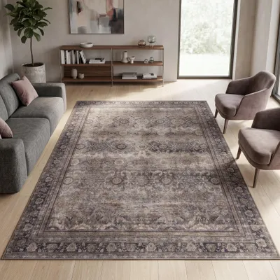 Immagine prodotto di Homebyhome Tappeto lavabile vintage pelo corto grande soggiorno design orientale facile manutenzione Dimensione: 280x370 cm