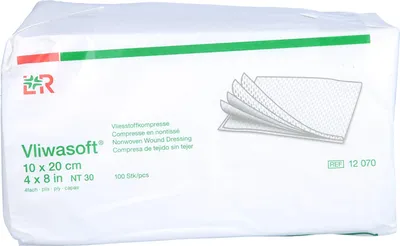 Produktbild von Vliwasoft Vliesstoffkompresse 10x20cm, 100 St KOM
