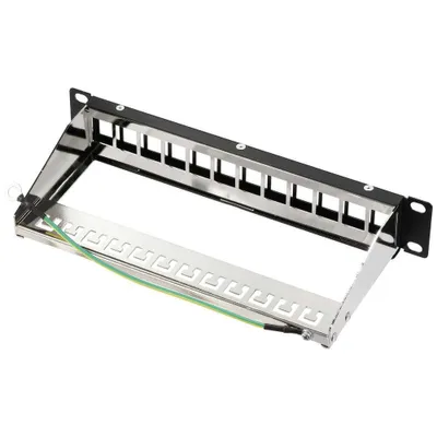 Productafbeelding van Renkforce RF-4996626, 12-poorts patchpaneel, 254 mm (10), onbevestigd, 1 HE, zwart, onbevestigd