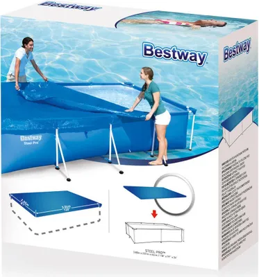 Obrázok produktu pre Bestway 58106 / 24, Bezpečnostný kryt na bazén, Nadzemný bazén, Obdĺžnikový, Modrá, Bestway 3.00 m x 2.01 m (9 ft. 10 in. x 6 ft. 7 in.) rectangular frame pools, 2050 mm