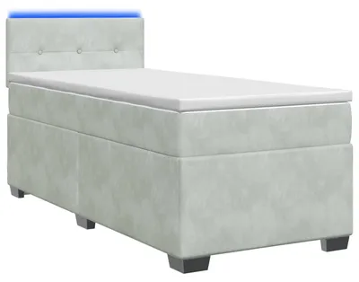 Produktbild von vidaXL Boxspringbett mit Matratze und LED Hellgrau 90 x 200 cm Samt