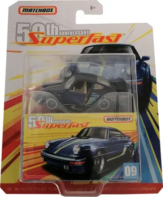 Obrázok produktu pre Mattel GBK29-4B10 Matchbox Superfast 50th Anniversary `80 Porsche 911 Turbo 09 Model Car Blue