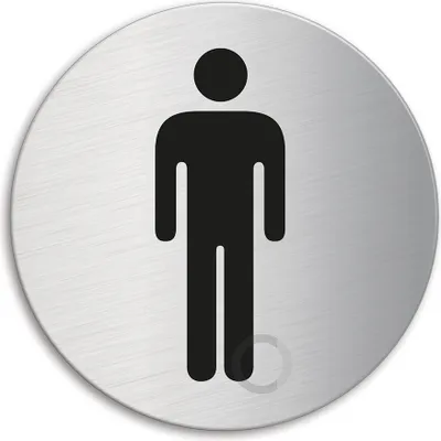 Produktbild von Schild Türschild WC Herren | Edelstahl selbstklebend Ø 60 mm