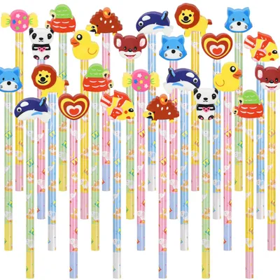 Image de Crayons de couleur avec gomme, lot de 24, pour enfants, pour dessiner
