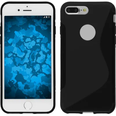 Produktbild von PhoneNatic Case kompatibel mit Apple iPhone 8 Plus - schwarz Silikon Hülle S-Style + 2 Schutzfolien