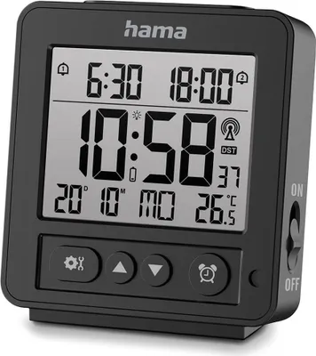 Produktbild von Hama Digitaler Funkwecker Rhodos, LCD, Schwarz (00185895)