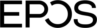 The image shows the word EPOS in large, black, sans-serif font.