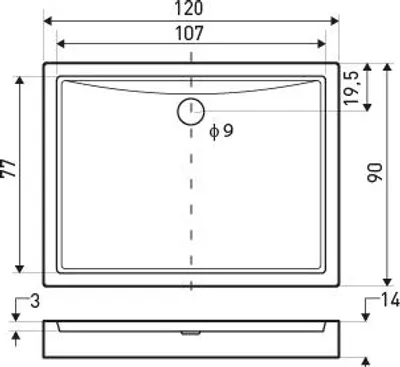 Zdjęcie produktu dla Brodzik uniwersalny do kabiny prysznicowej Victor 120x90 14 cm kwadratowy biały