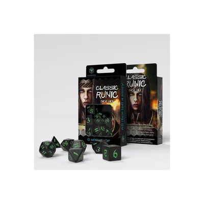 Image de Jeu de dés noir et vert Runic classique (7)