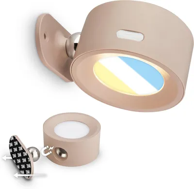 Image de BRILONER Sticklights - Lampe murale sans électricité ni perçage avec batterie, tactile, dimmable, CCT, fixation magnétique amovible, applique murale sans fil, 9x7,5x4 cm, beige