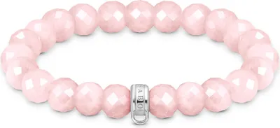 Immagine prodotto di Bracciale Charm perline di quarzo rosa ovali
