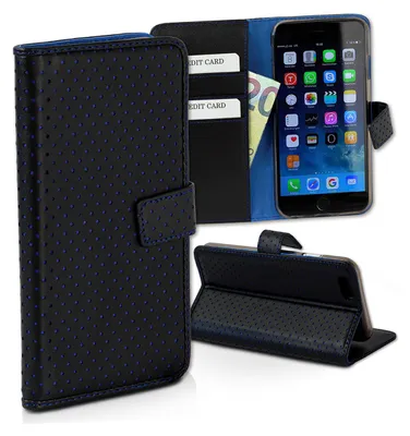 Produktbild von DrachenLeder Handyzubehör schwarz blau Kunstleder Handyhülle D2OME104B