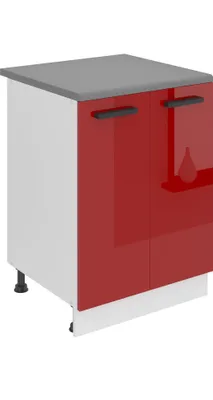 Produktbild von Belini Unterschrank Küche, Küchenunterschrank 60 cm Breite. SD2 Küchenunterschrank mit Arbeitsplatte. Küchenschrank mit 2 Türen, Rot Hochglanz