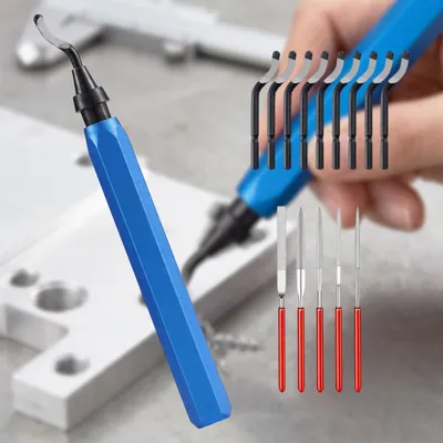 Entgratwerkzeug mit 10 Klingen & 5 Diamantfeilen, Metallgriff