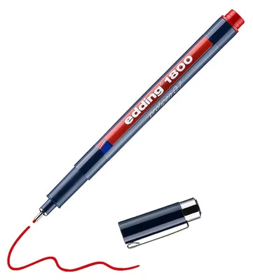 Produktbild von Edding 1800, Verschlossener Gelschreiber, Rot, Schwarz, Rot, Kunststoff, Fein, Rund