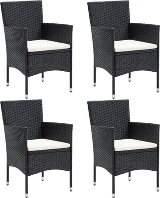 Image de Chaises à manger de jardin lot de 4 Résine tressée Noir
